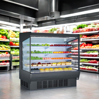 Vitrine réfrigérée à rideau d'air ouvert pour viande, légumes et fruits de supermarché, taille personnalisée, 220V R134A