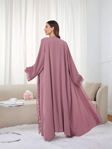 <span class=keywords><strong>Abaya</strong></span> style Dubaï 2026, robe maxi musulmane, vente en gros, <span class=keywords><strong>abaya</strong></span> marron fermée avec poignets floraux ornés - Product Image 6