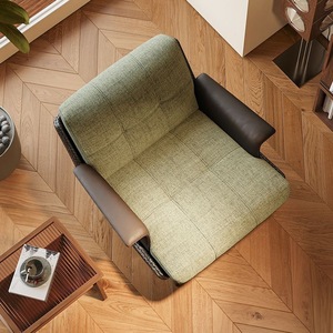 Fauteuil minimaliste italien en tissu vert capitonné, style mid-century, pour salon, fauteuil individuel - Product Image 6