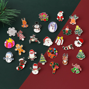 No Minimum OEM ChristmasHoliday Gifts Metal Brooch Cute Snowman Blind Box Badge Hard Enamel Pin for Kids