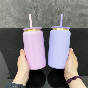 Lot de 25 gobelets en acier inoxydable plaqué or de 16 oz avec logo personnalisé et pailles en plastique transparentes pour gravure laser - Product Image 3