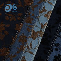 Tissu denim chenille en relief motif feuilles de fleurs sauvages bleu marine cuivre pour manteaux, jupes et pantalons unisexe, vente en gros, stock OEM