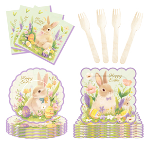 DAMAI New <b>Easter</b> Bunny Party Theme Festival Disposable Paper Plates Tissue Cups Tableware Decoration for <b>Easter</b> Festival - Product Image 2