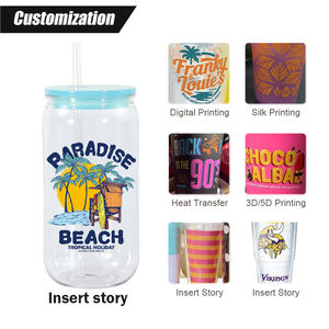 Vaso de Plástico Transparente de 16 oz <span class=keywords><strong>en</strong></span> Oferta, Vaso de Plástico Tipo Lata de Cerveza con Pajita de Plástico y Tapa Acrílica para Vinilo UV DTF - Product Image 6