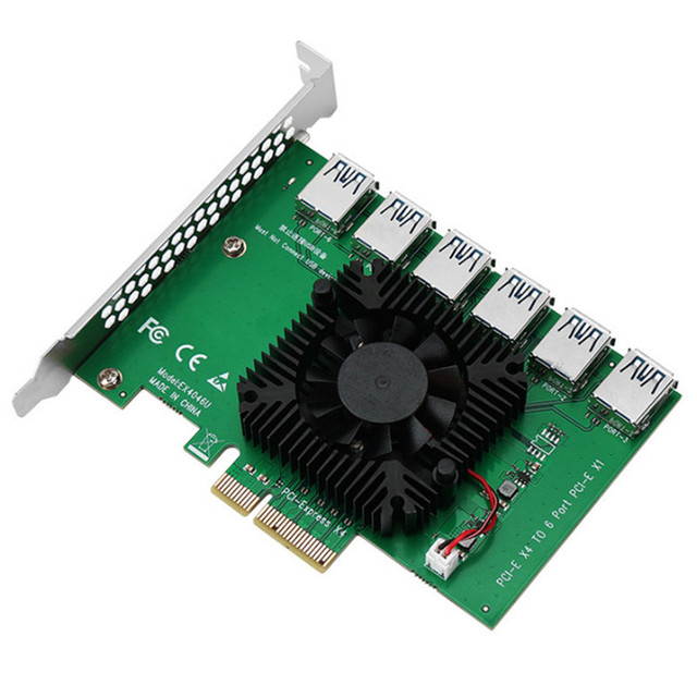 PCI Express X4 1 to 6 Riser Card PCI-E to PCI-E Adapter PCIE Slot 4X to 16X USB 3.0 Riser Extender