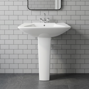 Vistaar Factory Direct Lavabo rectangulaire en céramique blanche sur pied complet, équipement sanitaire de salle de bain - Product Image 6