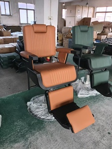Sillón de Barbería de Lujo Vintage para Salón de Belleza, con Bomba Hidráulica Resistente, Reclinable, para Masajes, Tapizado en Cuero, con Estructura de Hierro - Product Image 3