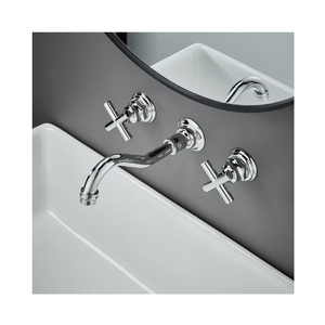 Robinet de lavabo à 3 trous Robinet mitigeur mural à 3 voies, pulvérisateur de flux, robinets chauds et froids Robinet d'évier de salle de bain - Product Image 1