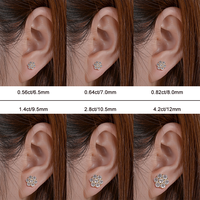 Anting-anting stud moissanite bunga VVS perak sterling 925 dengan sertifikat GRA, berlian imitasi 6,5-12mm, perhiasan mewah untuk wanita
