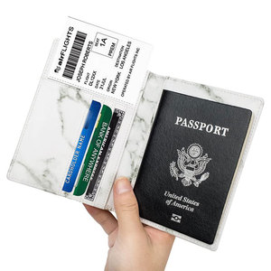 Funda impermeable <span class=keywords><strong>de</strong></span> cuero pu con bloqueo rfid para pasaporte, funda <span class=keywords><strong>de</strong></span> viaje con canicas blancas, resistente al agua - Product Image 3