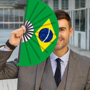 Éventails pliants en bambou avec drapeau du Brésil pour la vente en gros – Parfaits pour le carnaval, les mariages, les festivals, les fêtes et les agences de voyage - Product Image 3