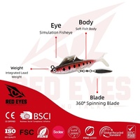 Leurre souple lesté Red Eyes 8,5 cm 12,5 g avec cuillère et hameçon simple VMC, appât bionique, matériel de pêche en gros