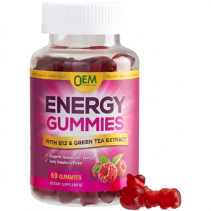 Gummies Énergisantes au Thé Vert B12 OEM, Saveur Framboise, Mélange Herbal, <span class=keywords><strong>Guarana</strong></span>, Noix de Kola, Sans OGM, Bien-être Quotidien Adulte, Végétalien - Product Image 1