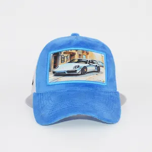 Tùy Chỉnh 3D Thêu Logo Nhung Trucker Hat Cap Bán Buôn Chất Lượng Cao Màn Hình In Lưới Nhung Cap Tùy Chỉnh Nhung Baseb