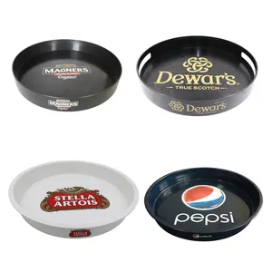 Full Color Imprinting Non Slip Round Rectangle ABS Plastic Metal Restaurant Fast Food Serving Tray And Bar Tray