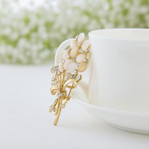 Broche populaire en opale et strass, motif fleur d'épi de blé, accessoire féminin, épingle de corsage - Product Image 3