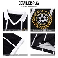Conjunto de Uniforme de Fútbol Personalizado por Sublimación, Unisex, 100% Poliéster, Negro con Rayas, Transpirable, de Secado Rápido, para Entrenamiento