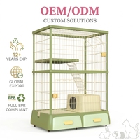 Cage pour chat de luxe à double étage, simple et robuste, avec assemblage détachable, grand espace, toilettes fermées, plateau en fer et plastique