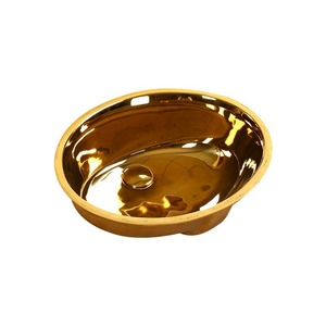 Ceramic Art Washbasin Gold <b>Round</b> Undermount <b>Basin</b> Smooth Polished Bathroom Sink - Product Image 5