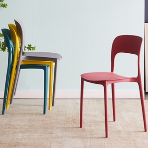 Sedia da pranzo moderna in plastica per <span class=keywords><strong>cucina</strong></span> con schienale curvo aperto, viola/<span class=keywords><strong>rosa</strong></span>, sedia commerciale in polipropilene per ristorante - Product Image 4