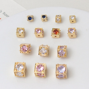 Perles entretoises cubiques en laiton plaqué or 18 carats avec zircon, 5mm, 6mm, 8mm, 10mm, pour la fabrication de bijoux, bracelets et colliers DIY - Product Image 5