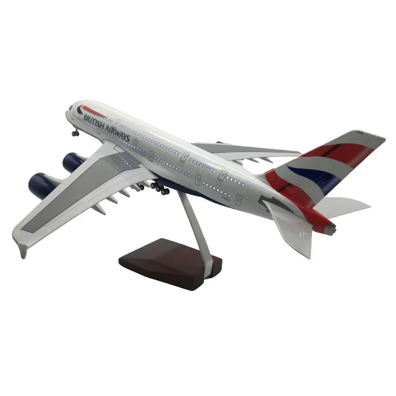 Escala grande do tamanho 1:160 46cm Avião Airbus A380 British Airways Resina Avião Modelo