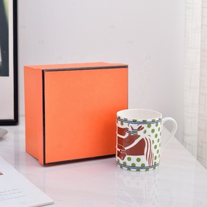 Hot Sale Nordic Luxury Golden Restaurant Gold Handle Bone China <b>Mug</b> with Gift Box - Product Image 5