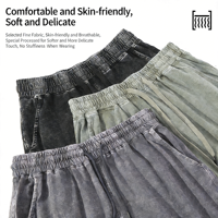 Ensemble de sport pour homme en coton pur lavé, poids lourd, été, manches courtes, pantalon court, t-shirt sans manches ample et manches courtes.