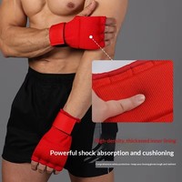 1 Paire de Gants de Boxe Professionnels MMA Vilico ZY214, Design Demi-Doigts avec Protection des Jointures, Matériau PU, Fermeture Auto-agrippante Réglable