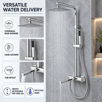 Système de douche pour projets hôteliers avec pommeau de pluie réglable en hauteur, douchette à main et mitigeur pour commandes en gros