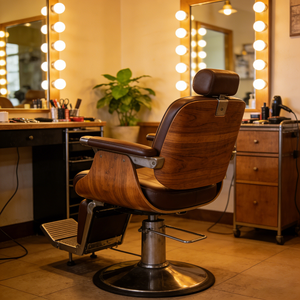 Sillón de Barbería de Lujo con Estructura de Acero Inoxidable, Elevación Hidráulica y Cuero Sintético para Salón de Belleza - Product Image 6