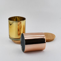 8oz 10oz 12oz Shinny Champagner Aroma therapie Kerzen behälter Luxus Glas Galvanik Kerzen gläser mit Bambus deckel