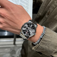 Jam Tangan Pria Bisnis Trendi Sederhana Fashion Kasual Paduan Logam Serbaguna untuk Aktivitas Sehari-hari, Hadiah, Quartz 39mm Jarum Penunjuk, Impor