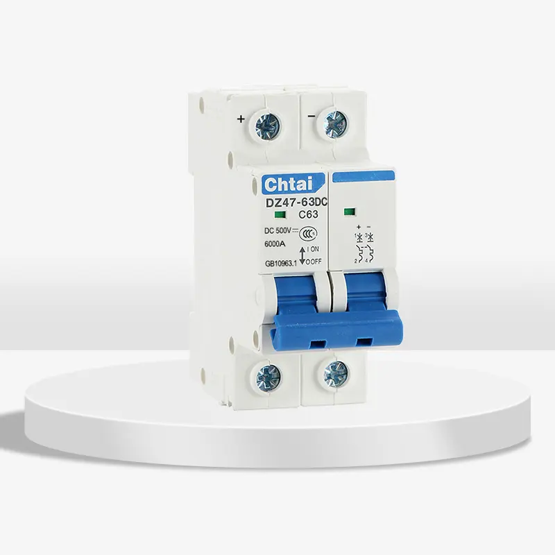 Chtai-mini disyuntor MCB solar pv DZ47-63DC, 1P, 2P, 3P, 4 polos, 63a, interruptor de aire dc500V, 1000V, dispositivo de protección de sobrecarga