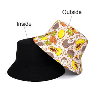 Protector solar sol hombres mujeres doble cara plegable Bob gorra Panamá gorras limón manzana piña pescador sombreros fruta estampado cubo sombrero - Product Image 4