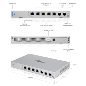 Ubiquiti US-XG-6POE Commutateur UniFi XG 6 PoE Couche 3 10G 802.3bt PoE++ Commutateur Géré UBNT Ubiquiti US-XG-6POE W1385 - Product Image 4