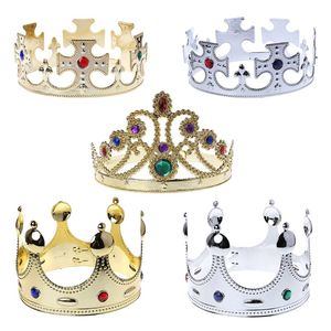 Nouvelle couronne royale dorée et argentée en plastique, uniforme, code roi, grande couronne, gâteau d'anniversaire, couronne de <span class=keywords><strong>prince</strong></span> en cuivre - Product Image 2
