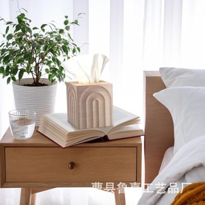 Boîte à mouchoirs en bois 4,9x4,9x5,7 pouces, couleur naturelle, pour la maison, le bureau, le rangement décoratif sur le bureau - Product Image 2