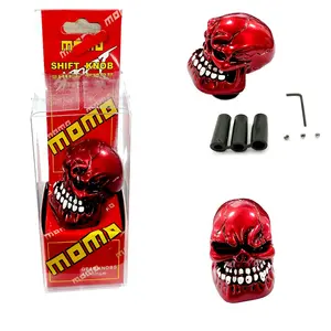 Universal Skull Head Gear Shift Knobs,Devil Skeleton Shape with Big Tooth Shifter Knob Compatible with Manual Automatic Car Red