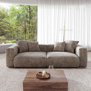 طقم كنبات مقطعية وحدات مربعة كبيرة على الطراز الأمريكي، طقم أريكة عتيق لأثاث المنزل والفنادق، أريكة كبيرة من قماش الكوردروي - Product Image 3