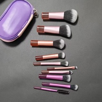 Zehn-Teiliges Reise-Mini-Gesichtspinsel-Set mit Tasche Foundation Lidschatten Puder Rouge Kontur Concealer Kit für Anfänger