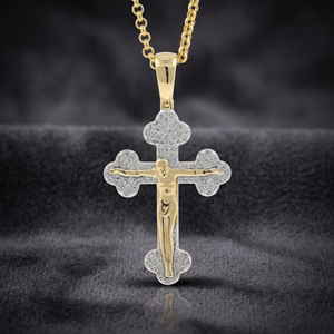 Collar con Colgante de Cruz Chapado en Oro con Incrustaciones de Circonita y Crucifijo para Hombre y Mujer - Product Image 2