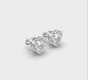Boucles d'oreilles clous en diamant de laboratoire en forme de cœur, certifiées IGI, plaquées rhodium, or blanc/rose/jaune 14 carats, pour cadeaux d'anniversaire et de fête - Product Image 2