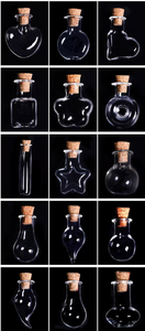 Vente en gros de flacons à vœux en verre transparent rond de haute qualité de 3/5/10 ml avec bouchon en liège et crochet, logo personnalisé accepté - Product Image 2