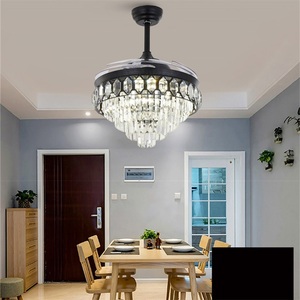 Ventilador <span class=keywords><strong>de</strong></span> araña sin aspas, lámpara <span class=keywords><strong>de</strong></span> <span class=keywords><strong>techo</strong></span> LED <span class=keywords><strong>de</strong></span> lujo moderna con Control remoto, color negro - Product Image 1