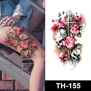 Stock di Body Art donna nuda trasferimento acqua popolare bella stampa a colori temporanea con inchiostro finto fiore rosa tatuaggi tribali - Product Image 6