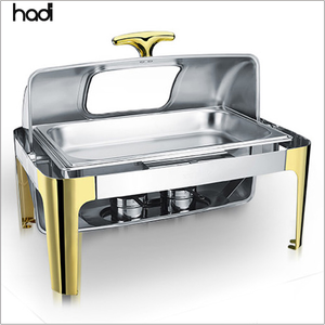 Dụng Cụ Nhà Bếp Bán Chạy Nhất Nồi Nóng Để Giữ Ấm Thực Phẩm Chauffing Món Ăn 9 Lít Nắp Thủy Tinh Vàng Nắp Chauffan Dise Với 3 Chảo - Product Image 3