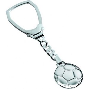 Portachiavi in Argento 925 a Forma di Pallone da Calcio, Catena in Metallo, Portachiavi Promozionale - Product Image 1