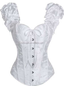 Elegante Diseño de <span class=keywords><strong>Damasco</strong></span> Blanco y Sin Tirantes, Romántico Satén Rosa y Detalle de Lazo Negro, Lujoso Terciopelo Esmeralda y Estructurado - Product Image 4