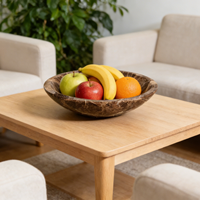 Bol à fruits en marbre naturel classique de luxe, pierre brune, travertin beige, à un seul niveau, décoration pour la cuisine et le salon, vaisselle